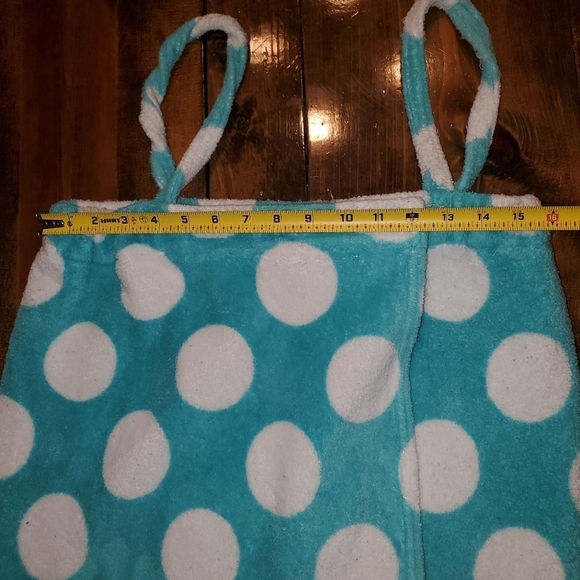 Copacabana aqua with white polka dots cover up, towel, robe XL - Picture 6 of 11